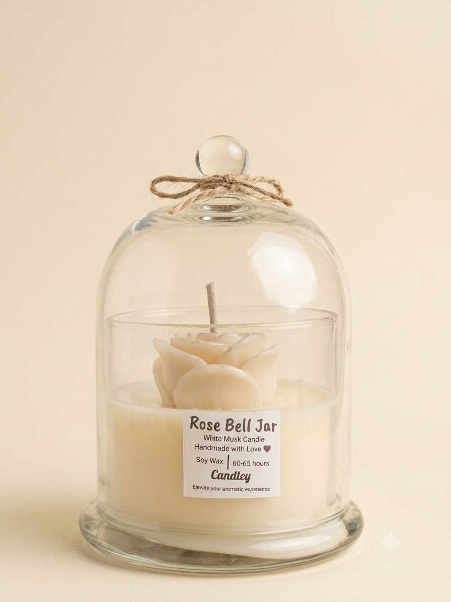 Rose Bell Candle Jar - White