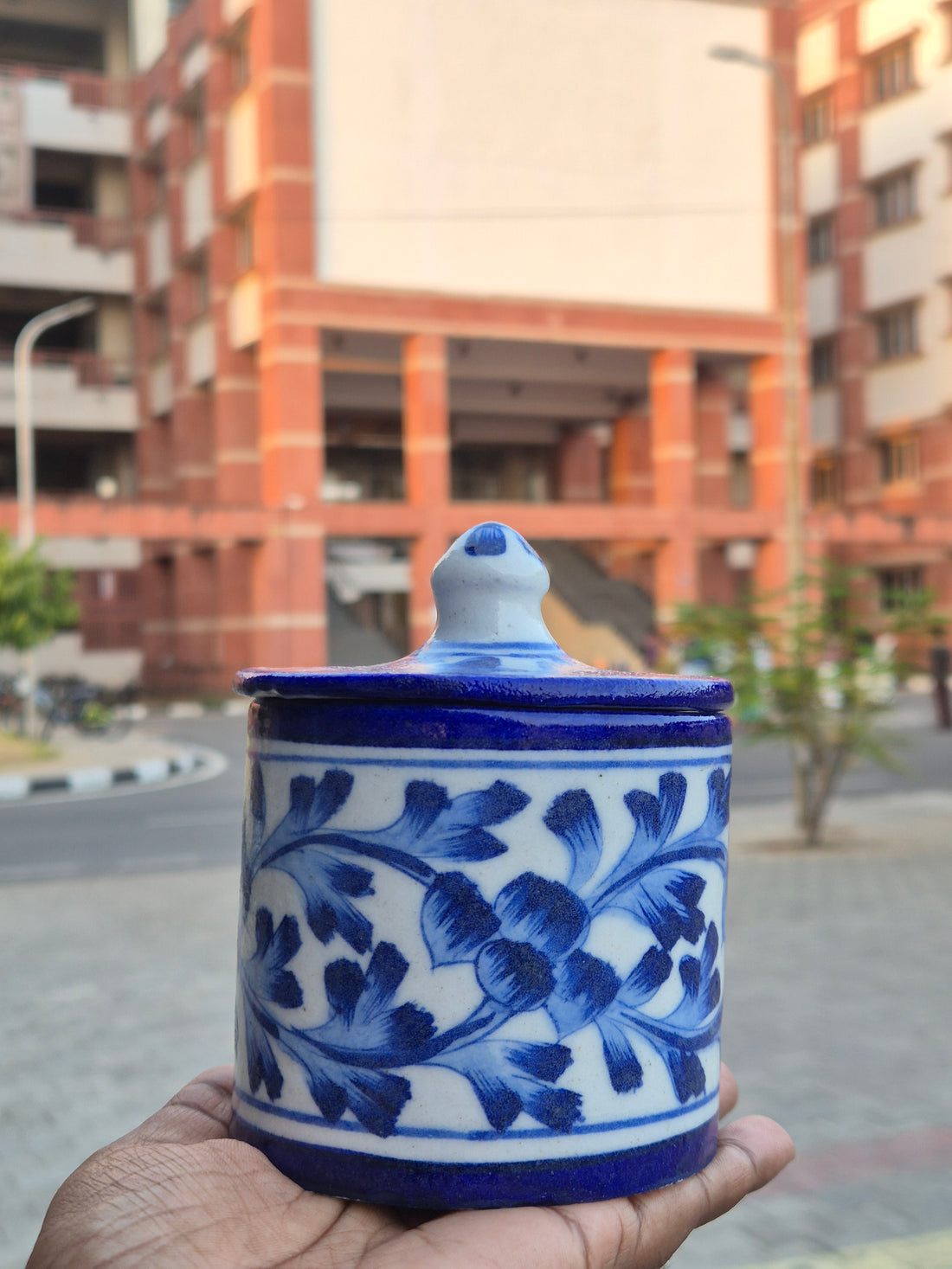 Blue Pottery Jar Candle