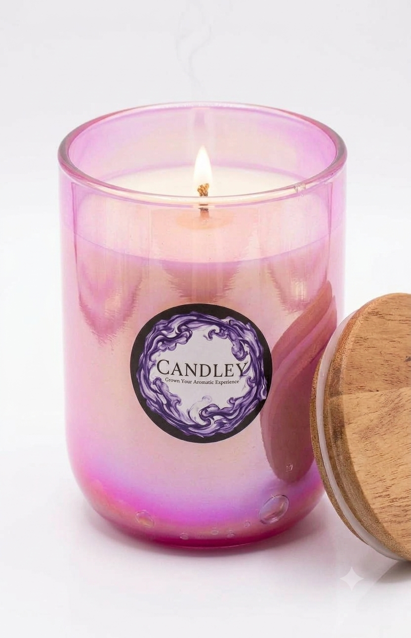 Rainbow Glass Jar Candle - Pink