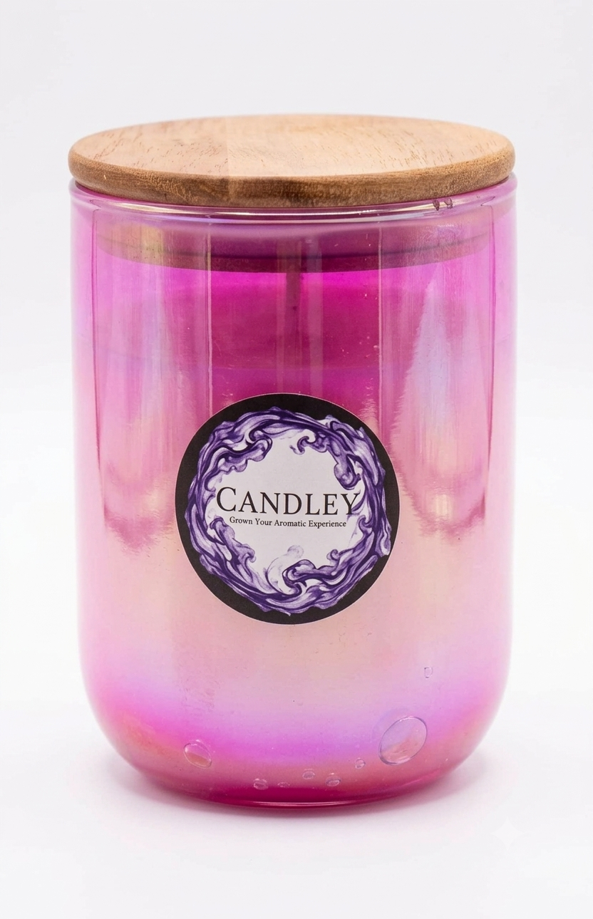 Rainbow Glass Jar Candle - Pink