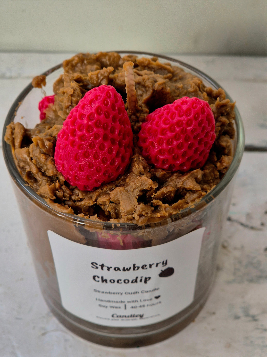 Strawberry Chocodip Borosil Glass Jar Candle