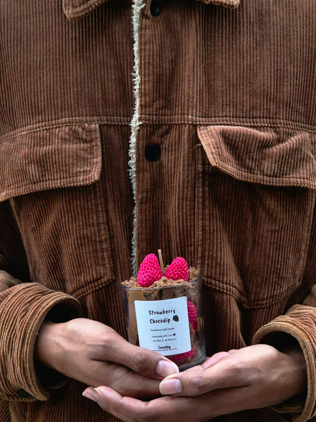 Strawberry Chocodip Borosil Glass Jar Candle