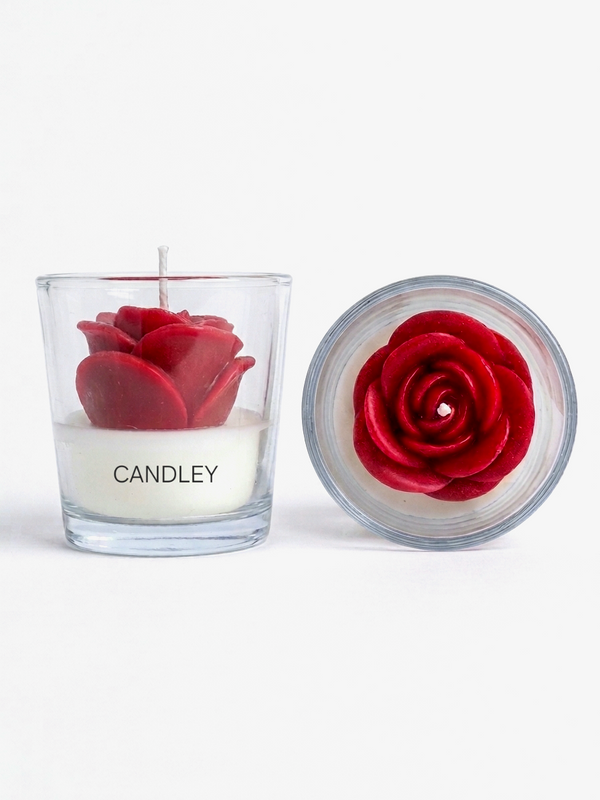 Red Rose Wax Candle with Jar