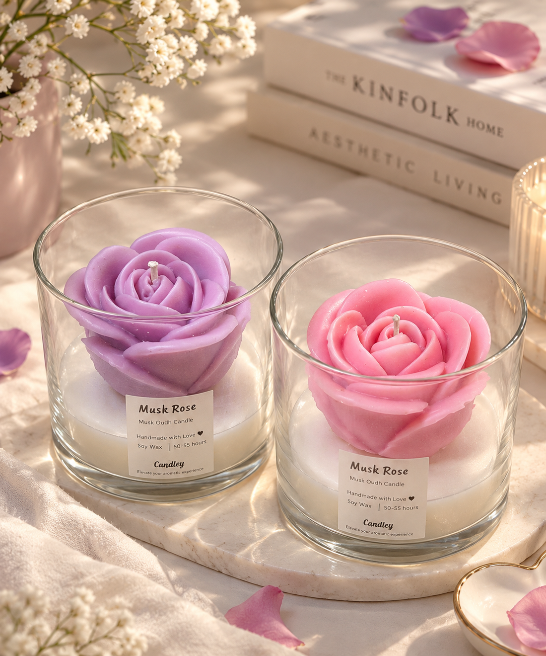 Red Rose Wax Candle with Jar