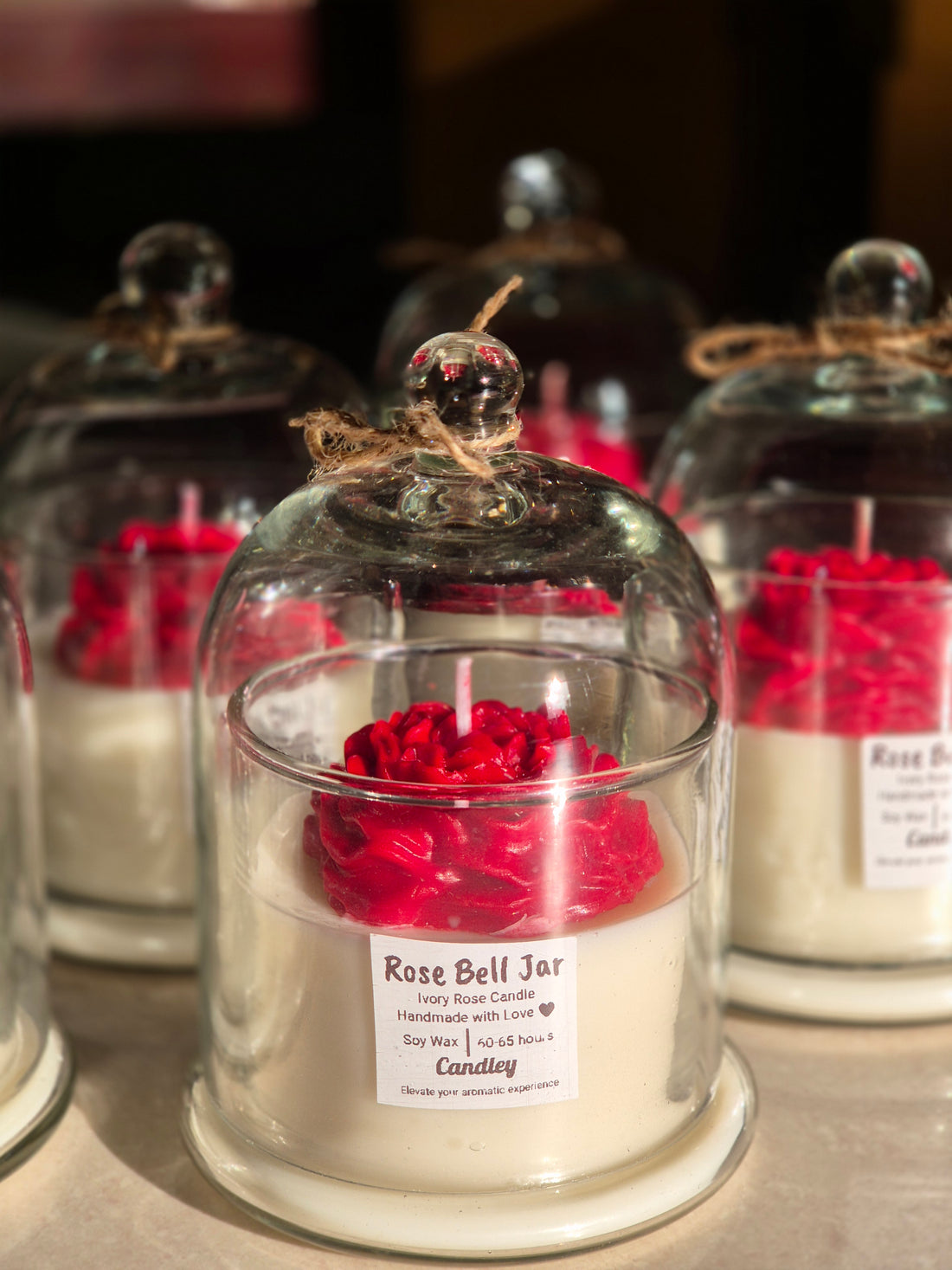 Rose Bell Candle Jar - Red