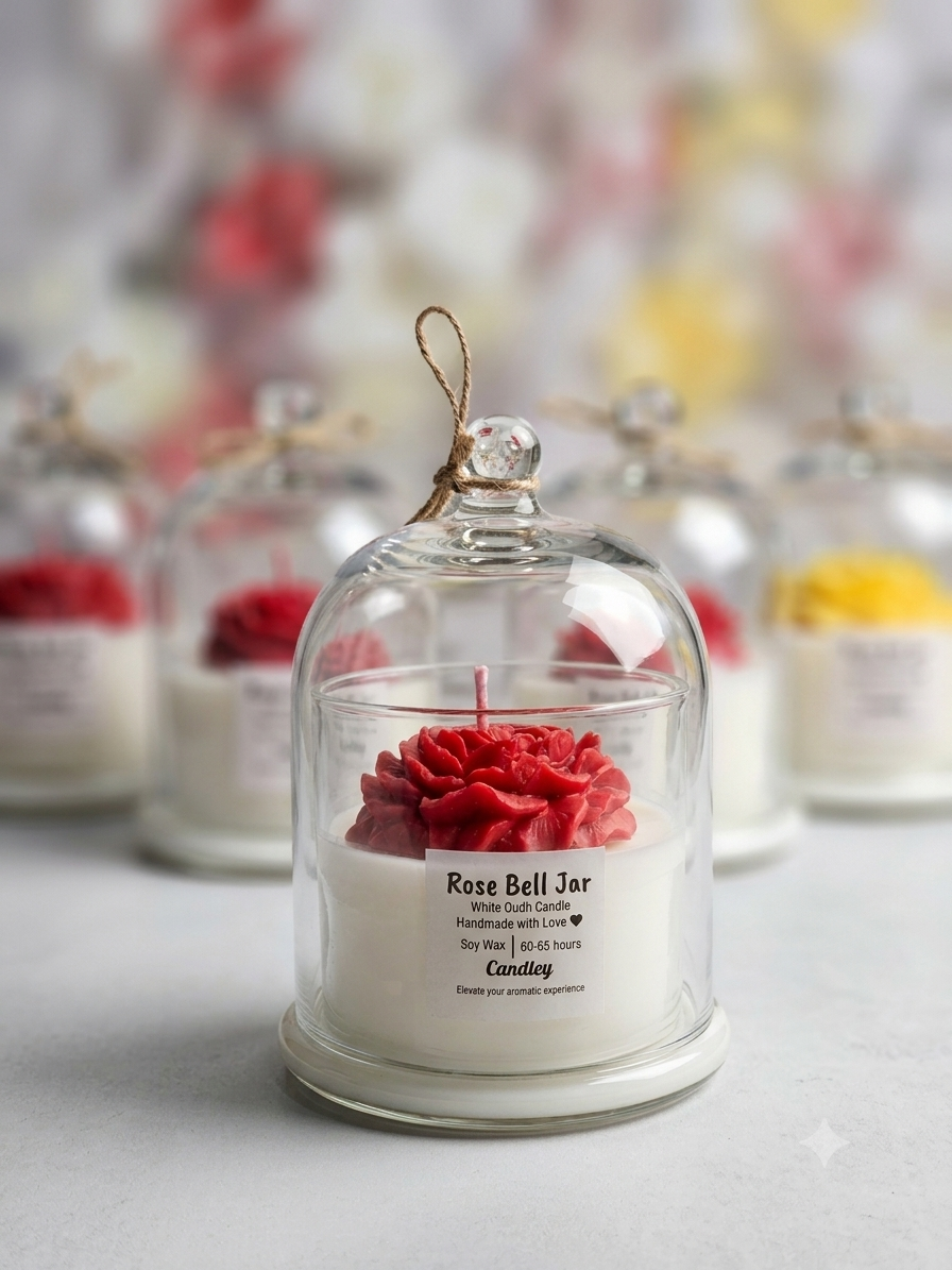 Rose Bell Candle Jar - Red