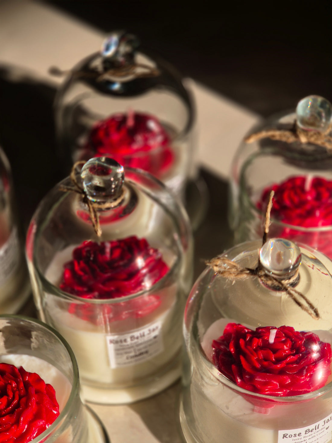 Rose Bell Candle Jar - Red