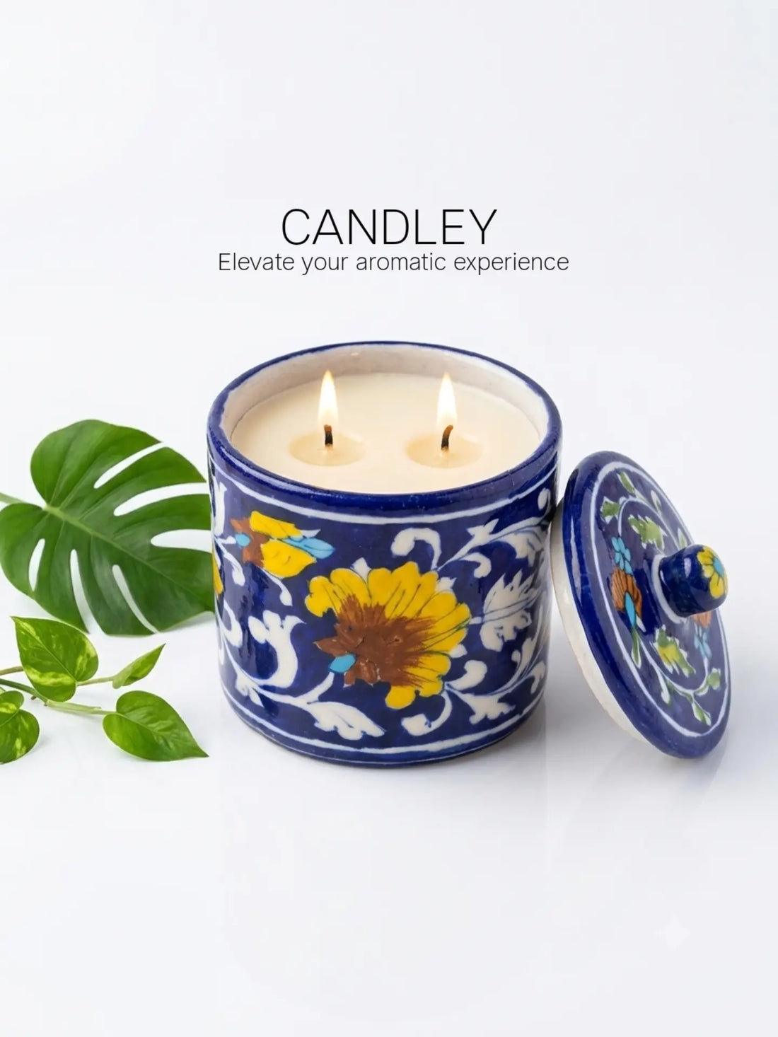 Blue Pottery Jar Candle