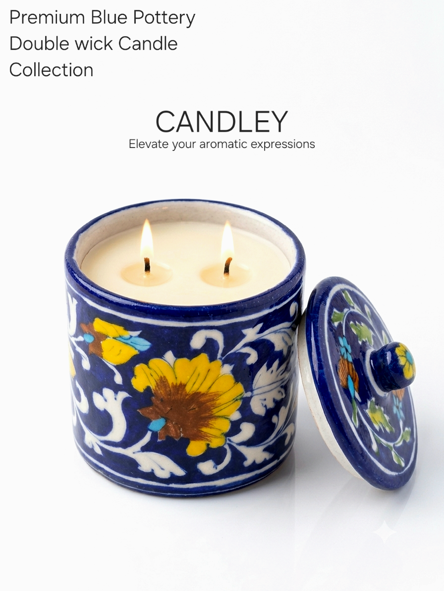 Blue Pottery Jar Candle