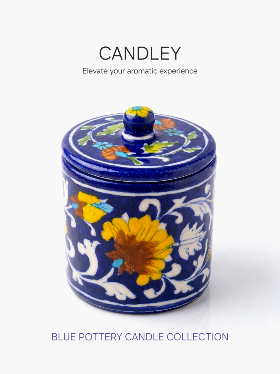 Blue Pottery Jar Candle