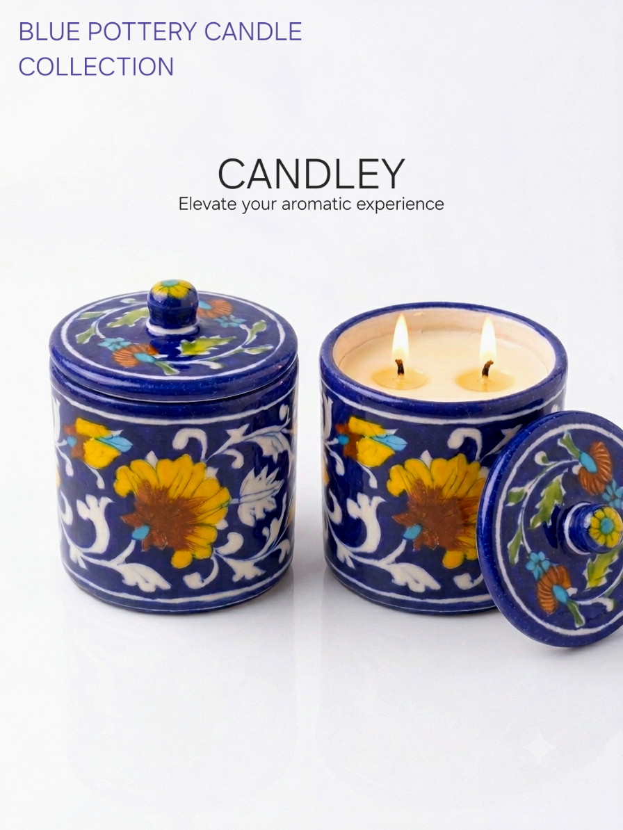 Blue Pottery Jar Candle